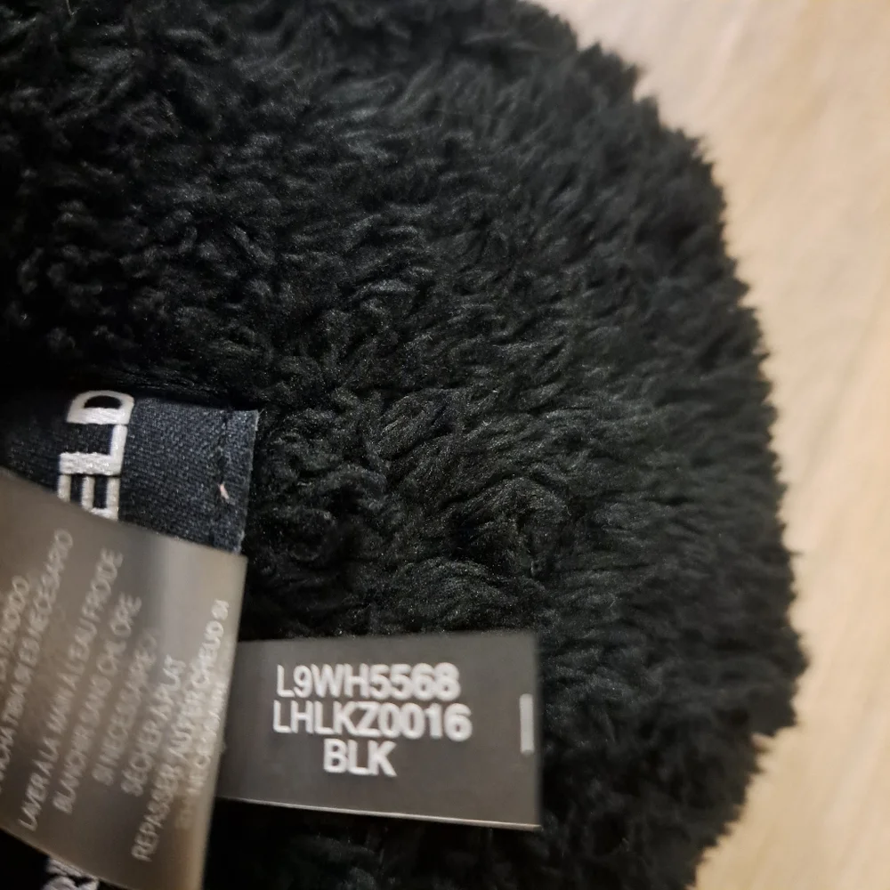 Karl Lagerfeld Kids Black Trapper Cap / Hat Ear Flaps Quilt Style